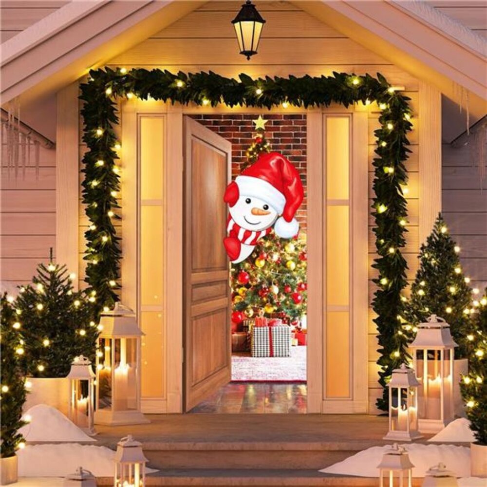Christmas Snowman Door Cover Christmas Door Decor Farmhouse Snowman Door Decor